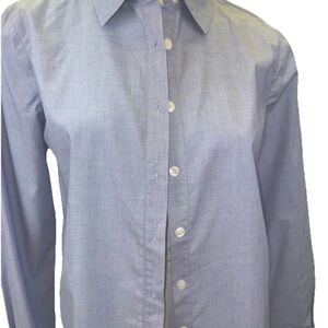 Draper James Blue Chambray Button Down Ruffle Cuff Shirt 8